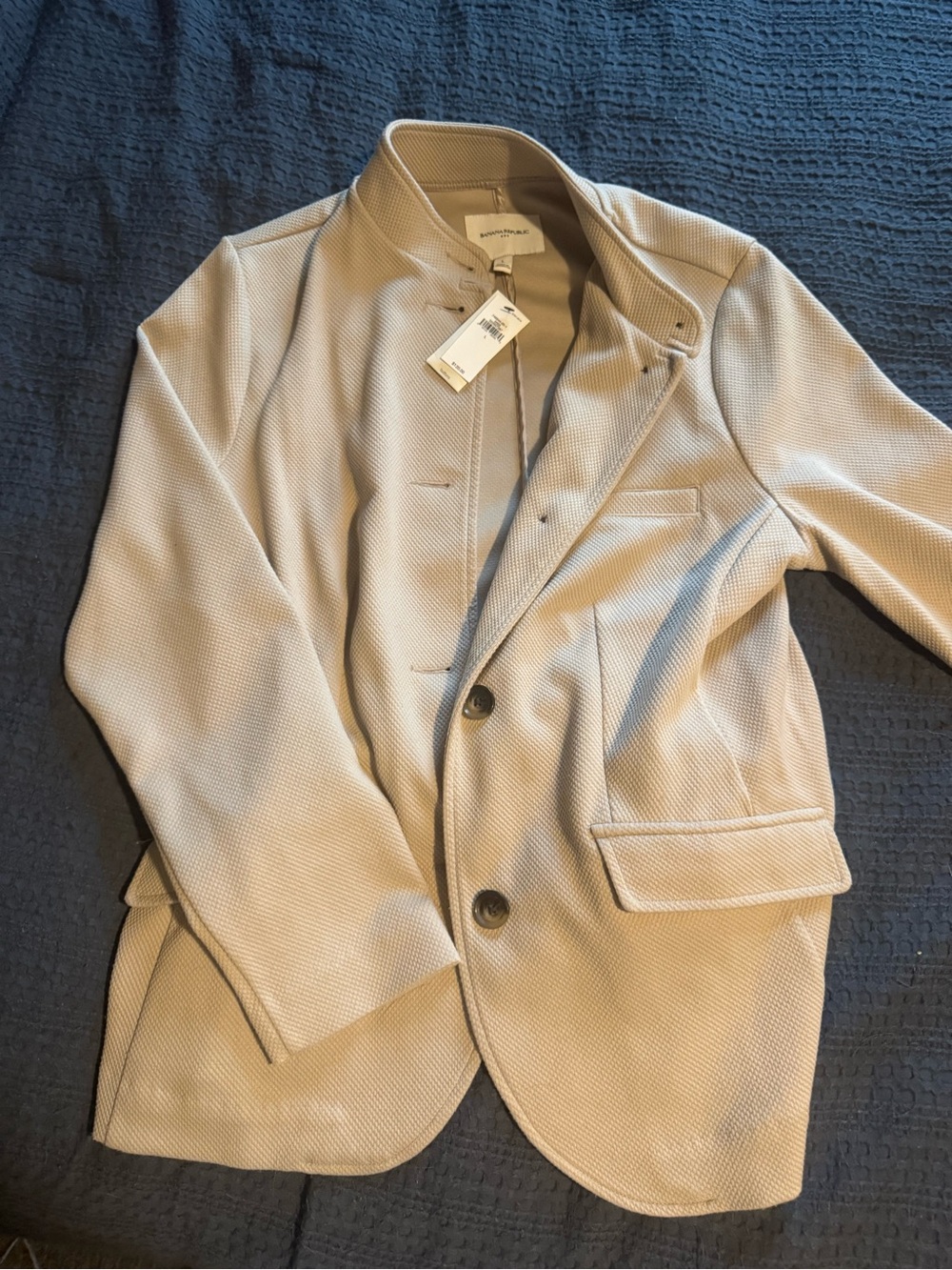 Banana Republic Light Beige Textured Shirt Jacket